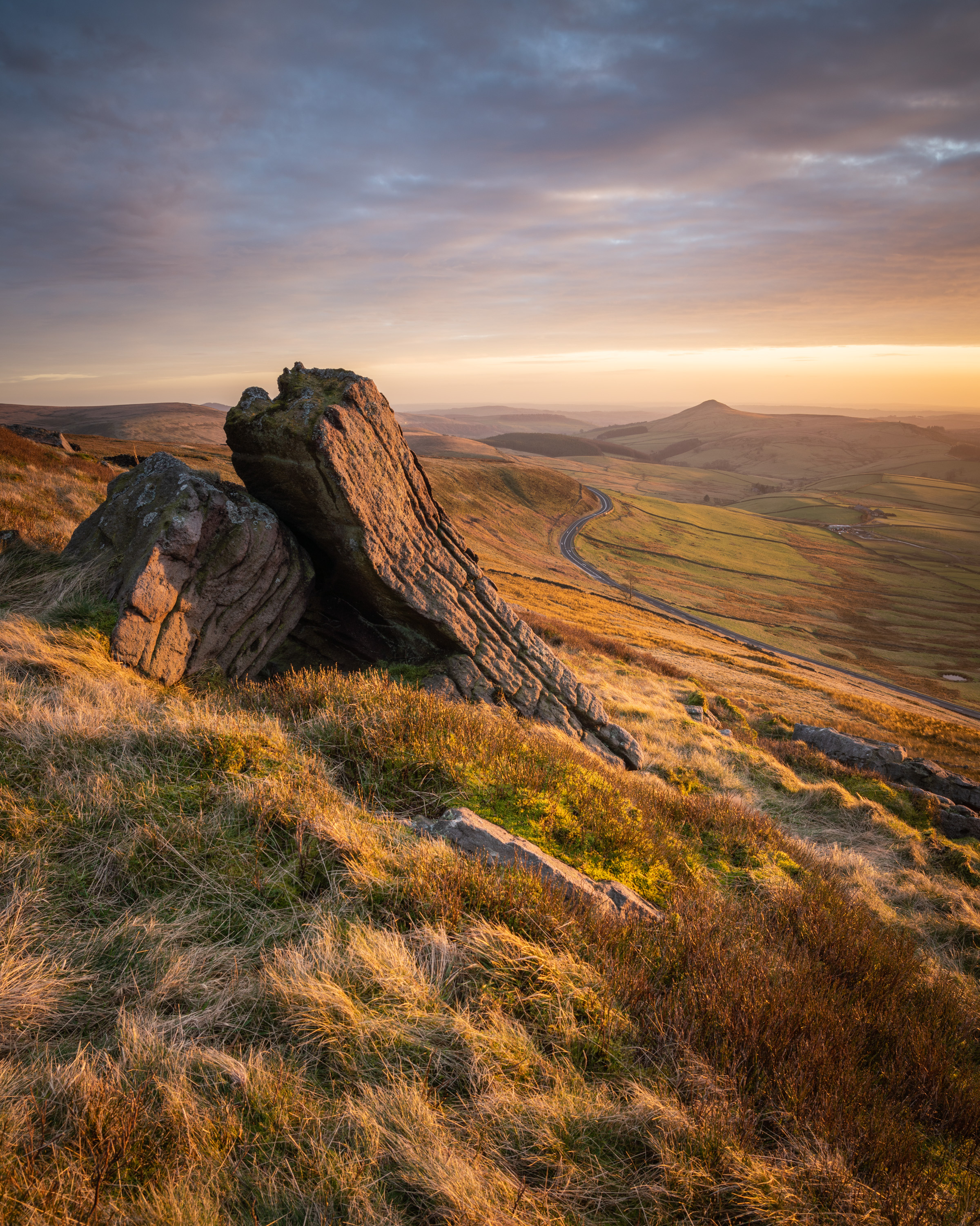 A photograph of sunset light at Shining Tor in the Peak District National Park. Taken by Landscape Photographer Kieran Metcalfe. Wall art / photographic prints available.